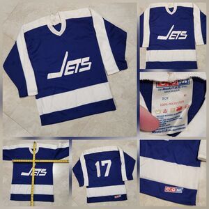 VTG Winnipeg‎ Jets Boys Youth Size X-Large XL NHL Hockey CCM Jersey #17 Blue